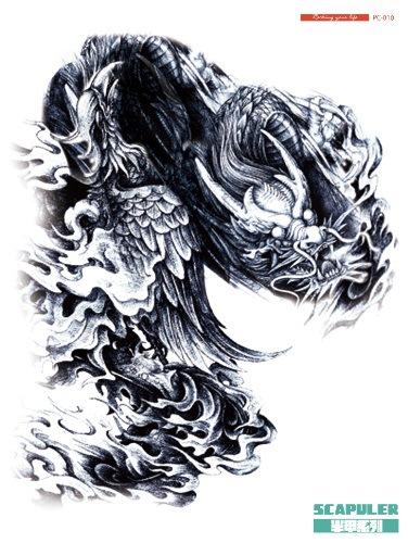 Ruika dragón tatuaje pegatinas impermeable hombres y mujeres sobre el hombro dragón pecho fresco de larga duración tatuaje pegatinas tatuaje