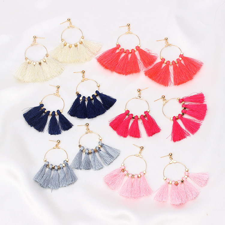 European And American Exaggerated Jewelry Fan-shaped Tassel Earrings Retro Beard Earrings  Popular Earrings display picture 1