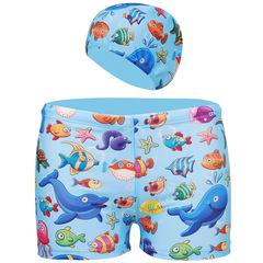 Children's Trunk Cartoon Swim Trunks and Swim Cap, Baby Superhero Trunk Pants for Infant and Toddler Boys, Large Size Children's Swimwear Set