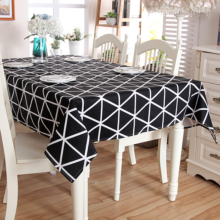 Modern Geometric Tablecloth Cotton Canvas For Kitchen And Dining_voghion.com