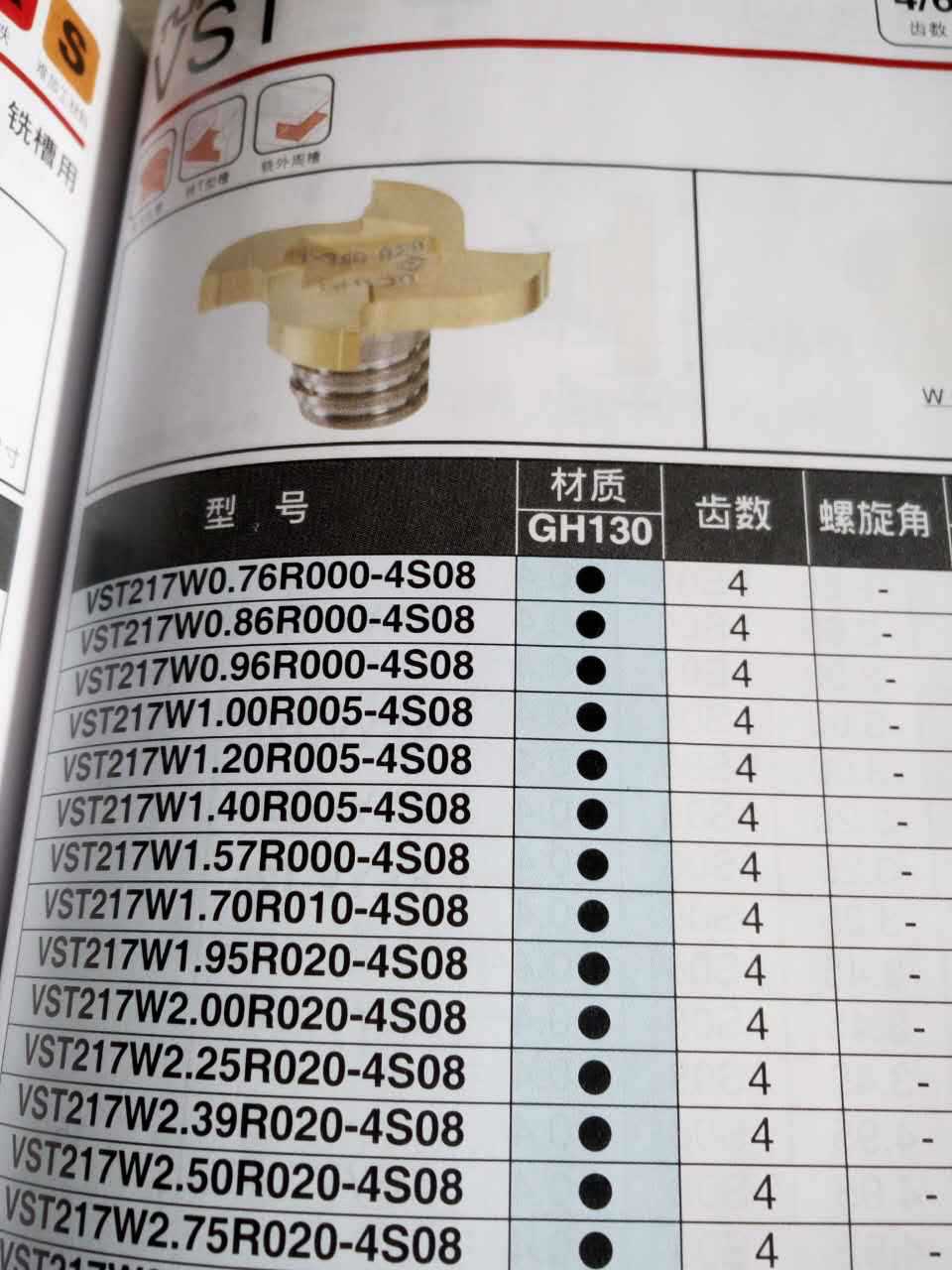 济南进口泰珂洛东芝铣槽用刀头VST217W0.76R000-4S08 GH130
