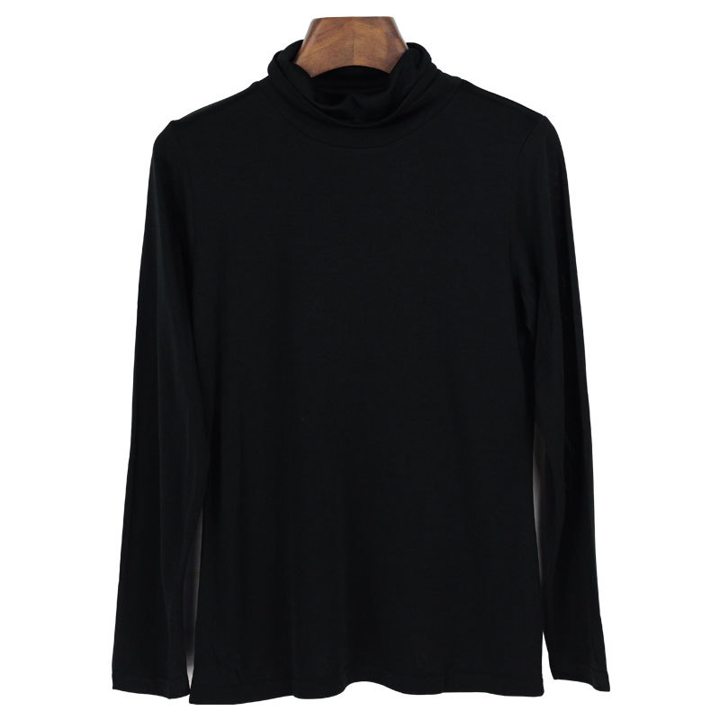 100 Silk Knit Turtleneck Long Sleeve T Shirt Soft Lightweight Solid Color Autumn Winter Womens Essential Top