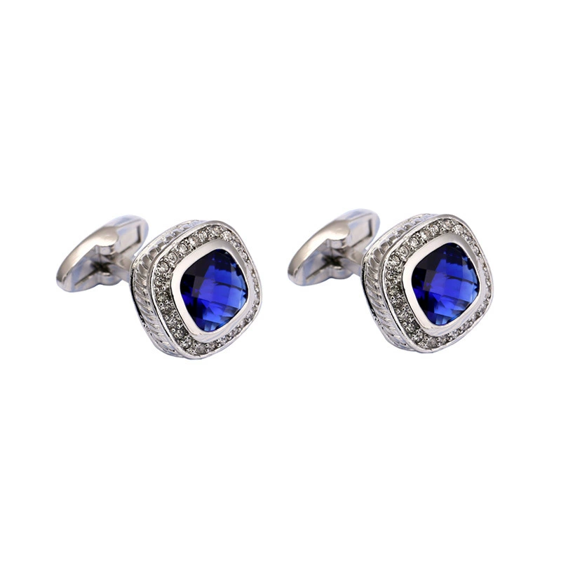 French shirt cufflinks, blue crystal cufflinks, wedding dress cuff buttons, suit buttons Cufflinks 118