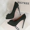 Korean version simple suede sexy nightclub fish mouth single shoes high heels