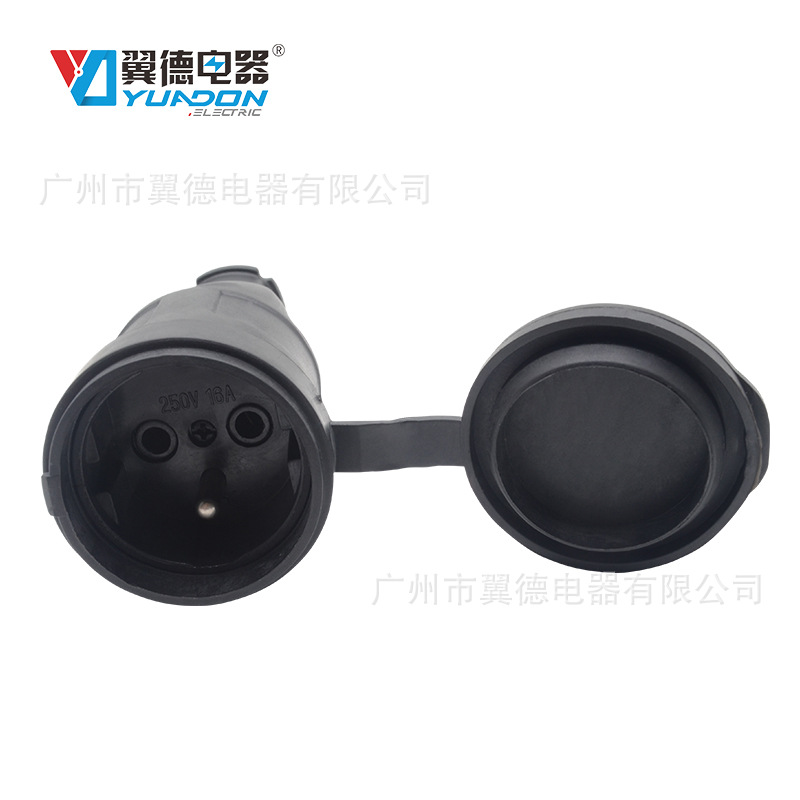 厂家供应法式橡胶三芯16A母座带防水盖 2P+E插座 发电机对接母座