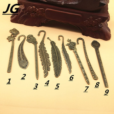 diy手工中國風金屬複古書簽 古銅色羽毛書簽創意文具禮品禮物定制