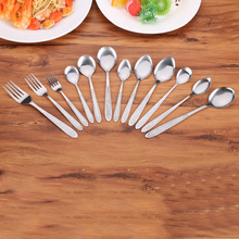 410不锈钢餐具汤勺叉子甜品勺吃饭匙搅拌勺咖啡勺松鹤花纹手柄