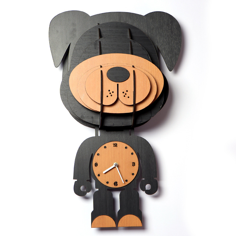 2019 nueva moda hogar decorativo Reloj de pared personalidad creativa DIY dibujos animados forma animal decorativo Reloj de pared al por mayor