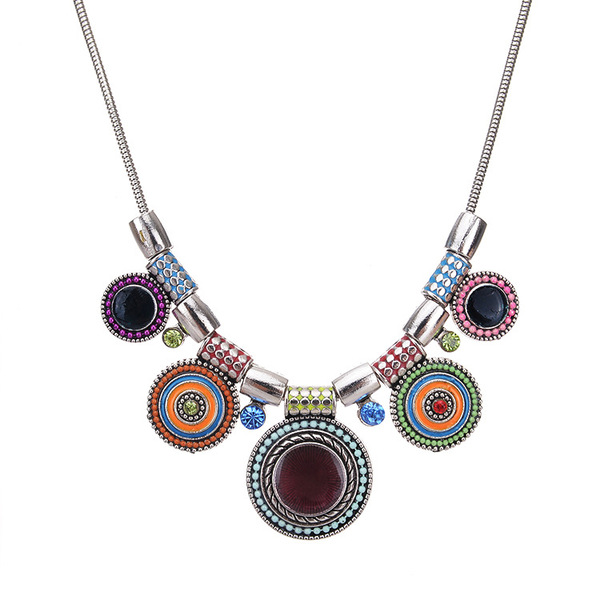 Retro ethnic diamond stone inlay