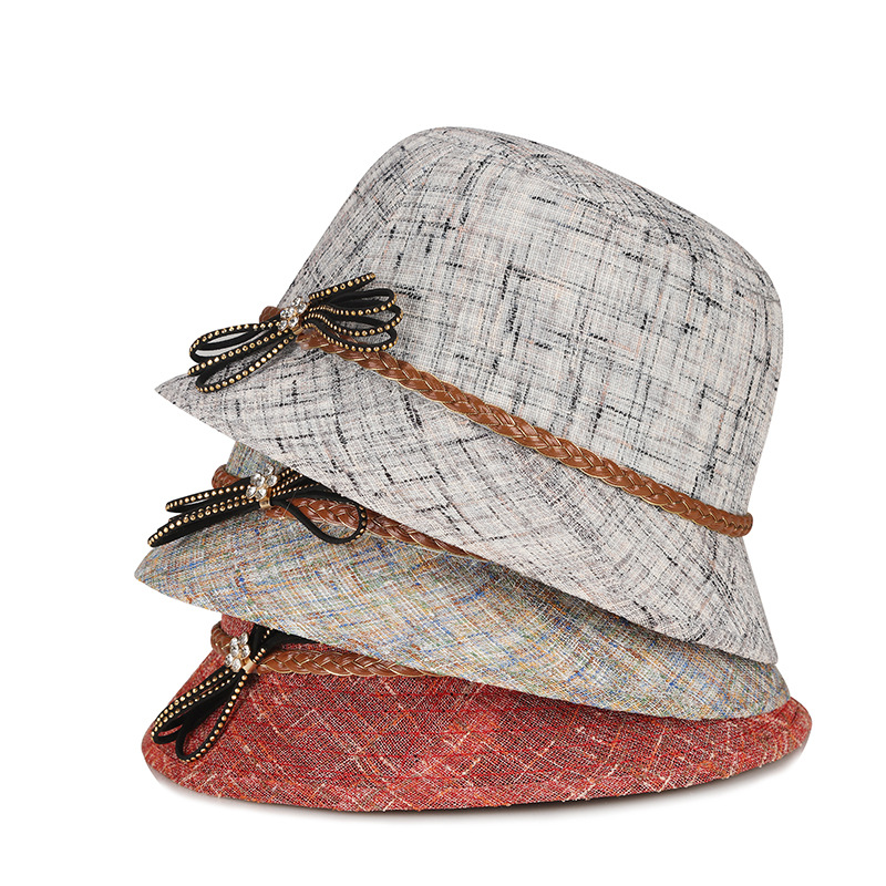 Sombrero Lino de mujer primavera y verano nuevo sombrero de protección solar al aire libre de moda y elegante para mamá sombrero de mujer entrega de una pieza