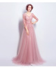 Autumn winter pink lace long sleeved bride wedding dresses