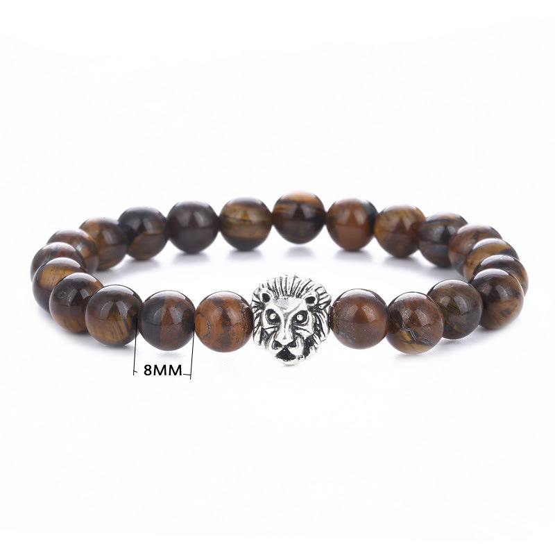 Retro Lion Tiger Eye Beaded Men's Bracelets display picture 1
