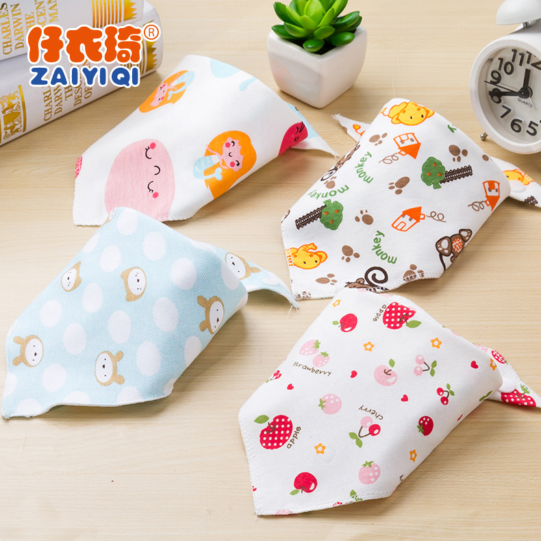Autumn and winter Infants pure cotton double-deck Snaps triangle Saliva towel baby Cotton Bib Bibs Manufactor wholesale