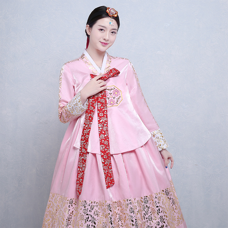 Korean traditional ladies palace wedding bronzing Korean dress Korean national costume dance stage table performance ancient costume