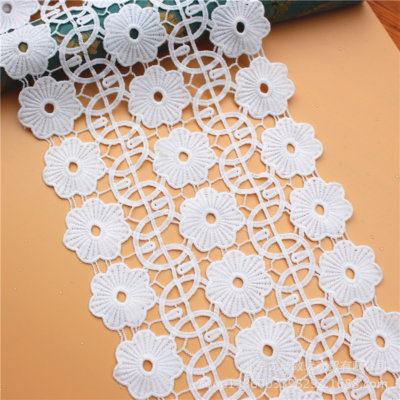 宽20.5CM大链条牛奶丝水溶花边条码 刺绣花边 服装辅料 花边工厂