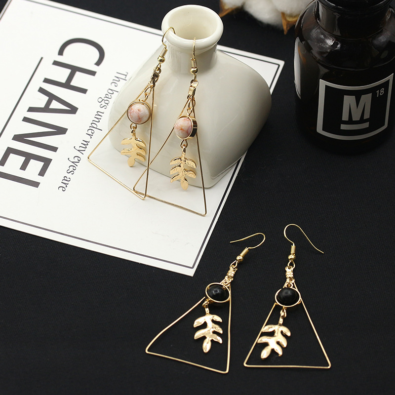 New Geometric Triangle Long Leaf Earrings display picture 13