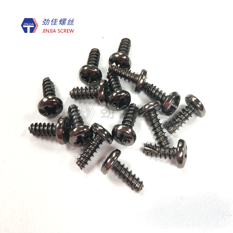 厂家现货库存PT3.0*8.0盘头十字割尾螺丝电镀环保黑镍铣尾螺丝