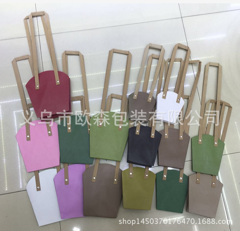 婚庆礼盒牛皮纸礼品袋盆景鲜花手提袋植物礼品袋花店包装袋可批发