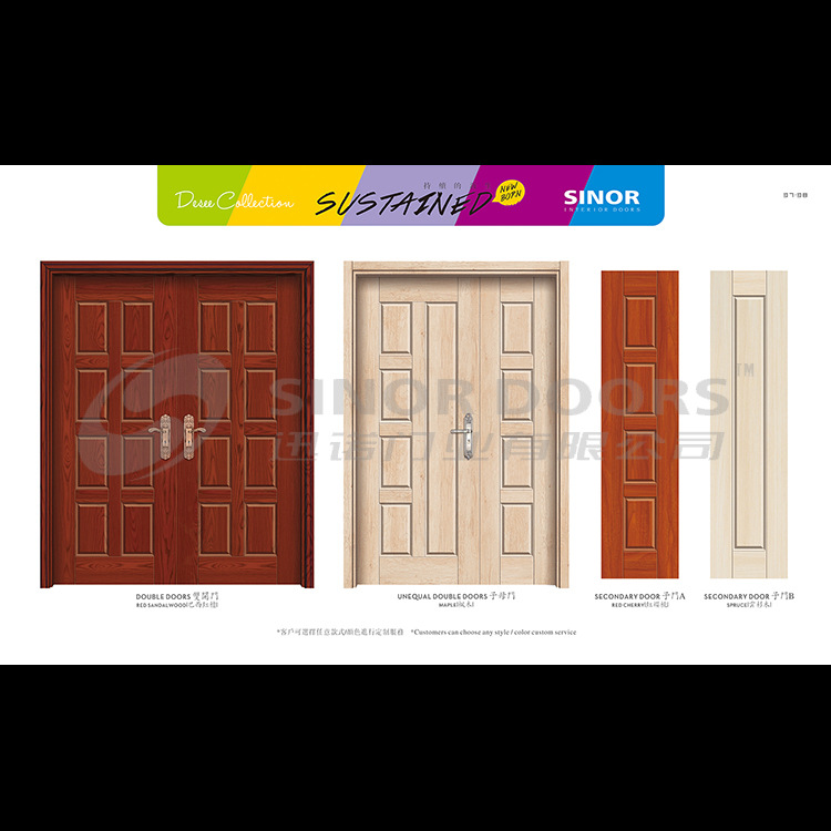 Foshan fábrica de puertas compuestas de madera sólida sala de reuniones de oficinas doble puerta de fábrica de apartamentos de hoteles puerta invisible mayorista y minorista image 3