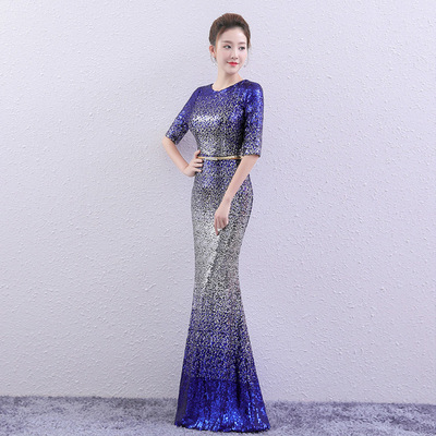 Evening Dresses cocktail party banquet dress vestido de banquete de cóctel Fishtail sequined evening dress long sleeve show dress dress dress