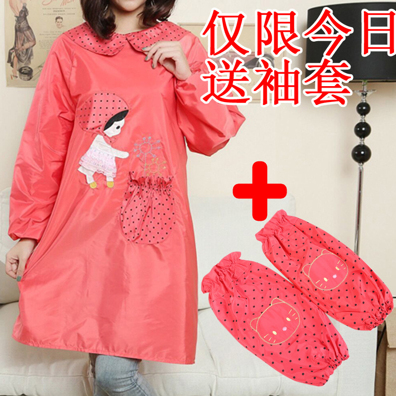 Estilo coreano de moda a prueba de aceite a prueba de agua de manga larga delantal pintura anti-vestirse monos de cocina mono adulto lindo