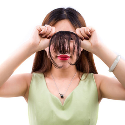 真发空气刘海 手织双鬓逼真蓬松修脸迷你真发刘海片