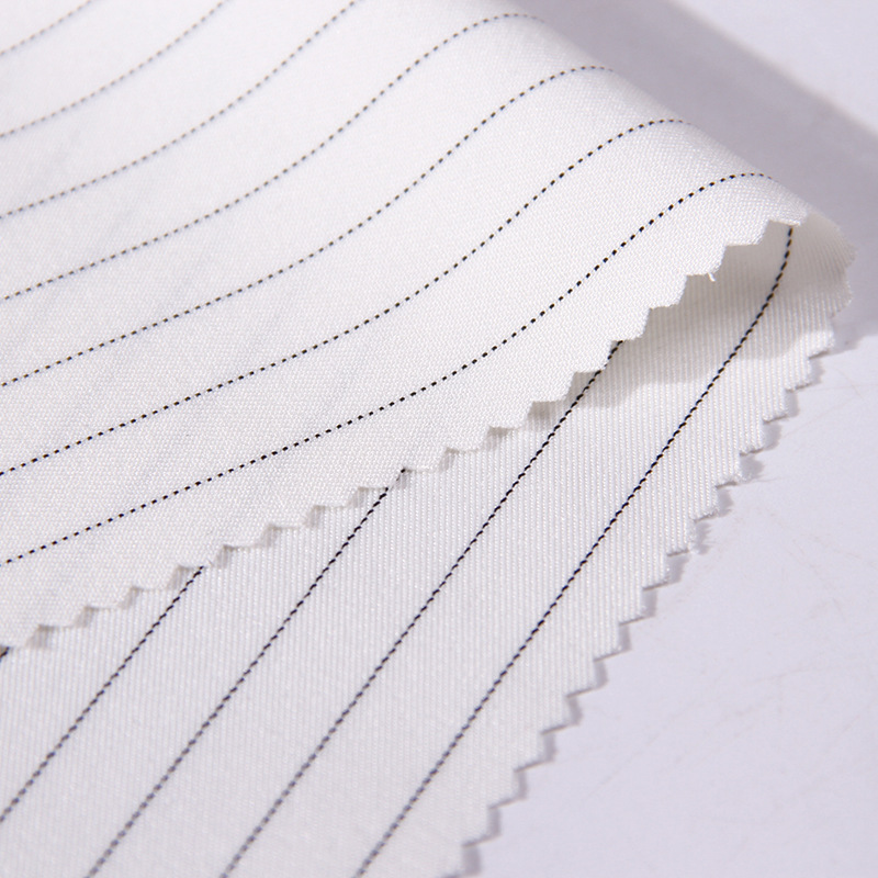 【鹏越】全涤嵌条四面弹 黑白条纹女装服装面料 春秋款斜纹面料