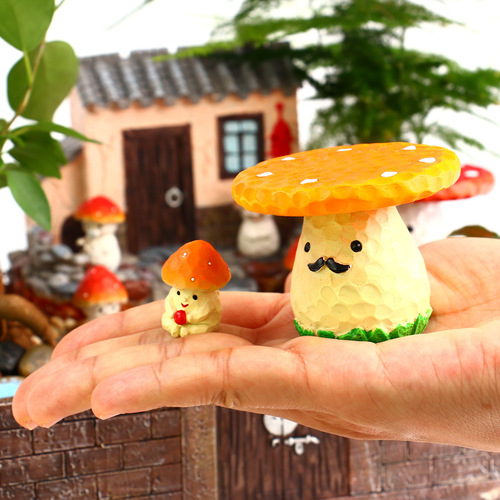 Micro landscape moss potted creative cartoon trumpet mushroom big tree big family desktop mini decorative ornaments