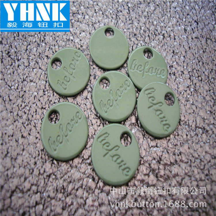 新款圆形单孔装饰牌 金属手缝装饰扣 烤漆彩色合金纽扣 定做LOGO