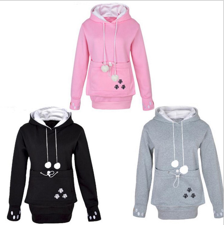 Autumn and Winter Weibo couple's Meow planet show big mouth bagged sweater Japanese cat dog kangaroo hoodie