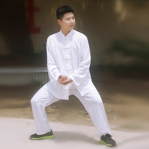 Tai chi kung fu uniforms for women and men handmade buckle long sleeve morning exercise suit