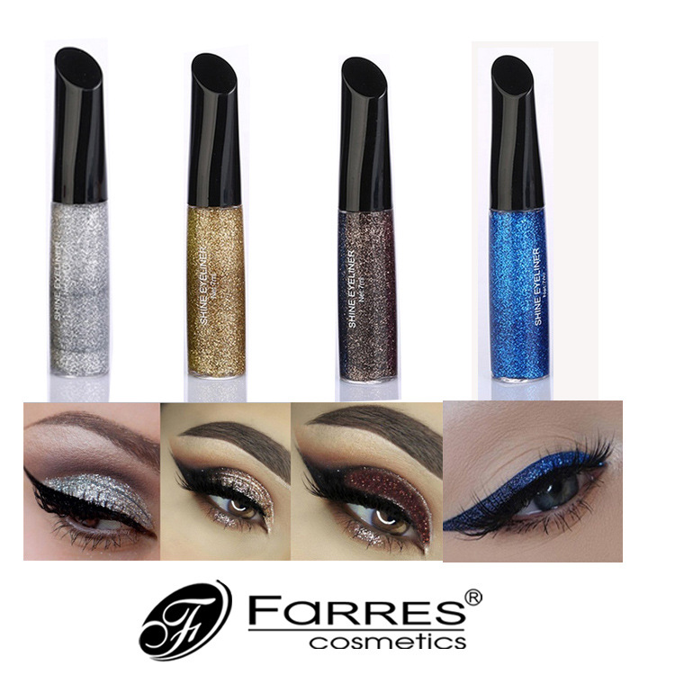 wish爆款Farres眼线液彩色带亮片 欧美液体眼线不晕染彩妆批发
