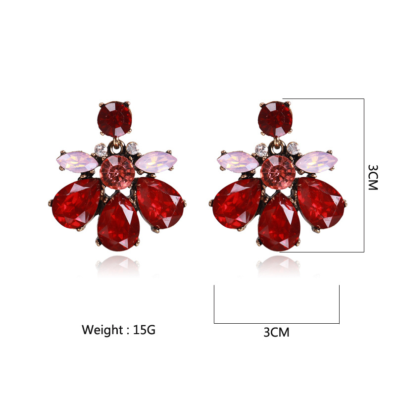 1 Pair Simple Style Flower Plastic Rhinestone Women's Drop Earrings display picture 1