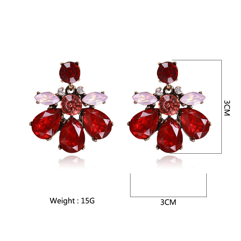 16g Weight Drop Earrings Classification 1 Pair Quantity Daily Occasion Plastic Material Flower Pattern Women'S Gender Rhinestone Design Simple Style Style 1 Pair Simple Style Flower Plastic Rhinestone Women's Drop Earrings 无