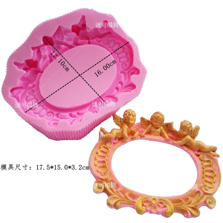 Fondant molde de silicona Ángel marco molde de pastel jabón molde de jabón decoración de la torta herramienta para hornear