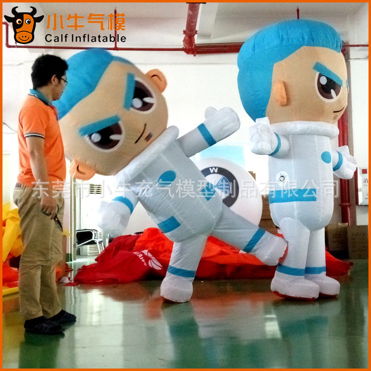 广告蓝色头发男孩卡通气模 人角色气模人物卡通飞人气模充气卡通