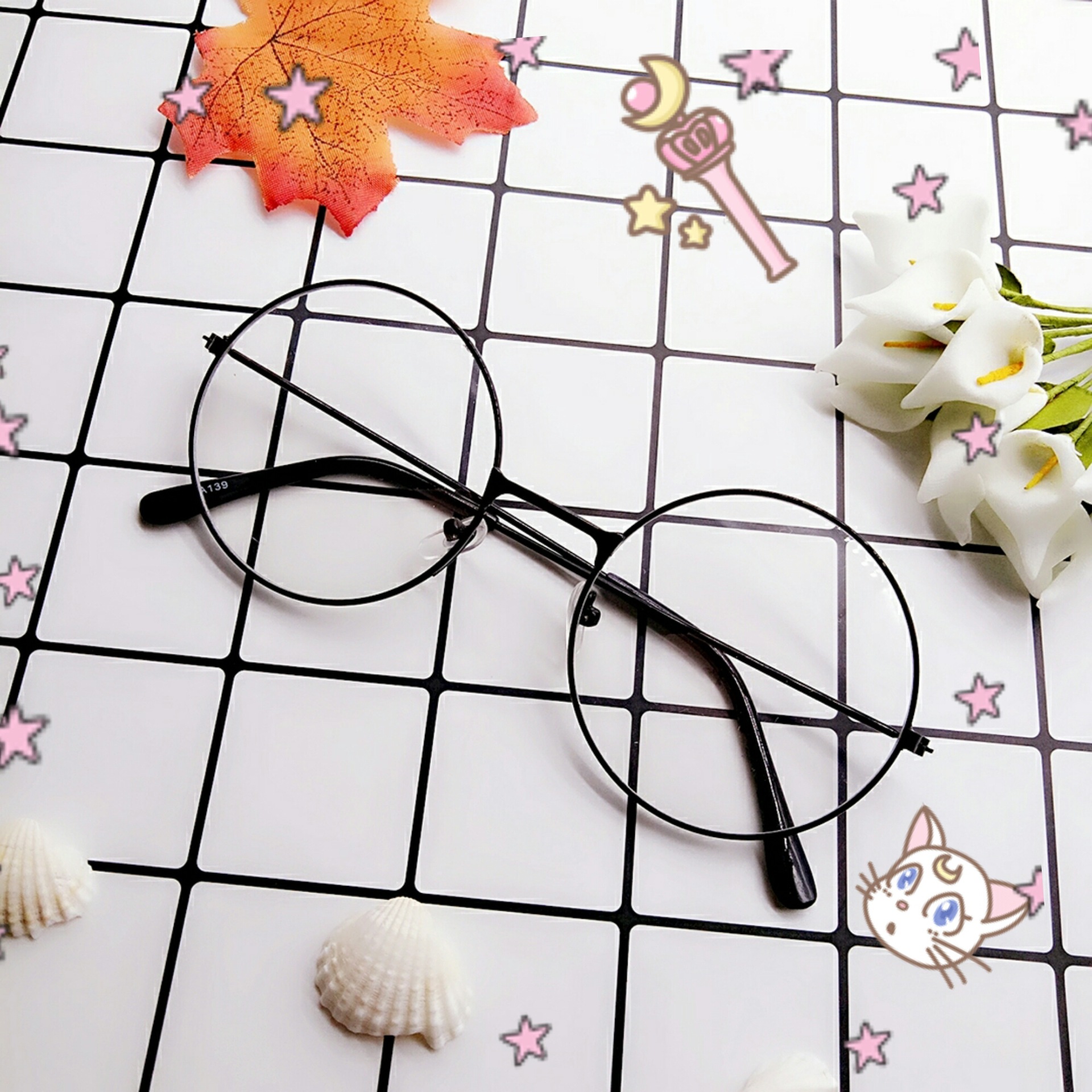 圆框复古眼镜_软妹圆框眼镜女韩版潮学生小圆