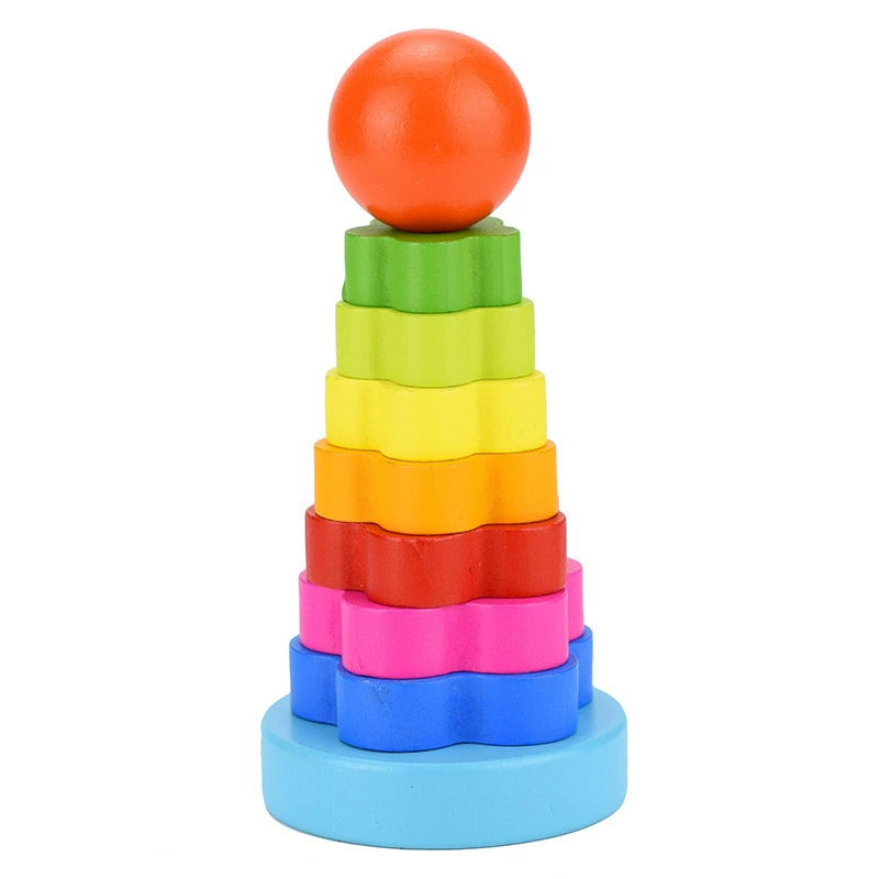 Красивый деревянный развивающий конструктор, башня, Jenga, кольца,