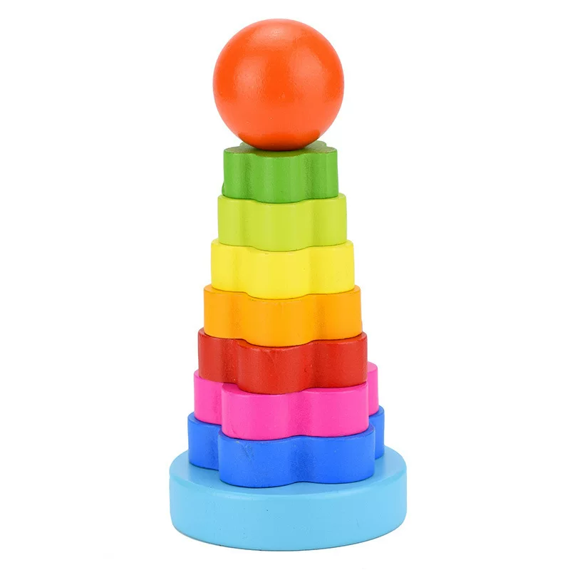 Красивый деревянный развивающий конструктор, башня, Jenga, кольца,