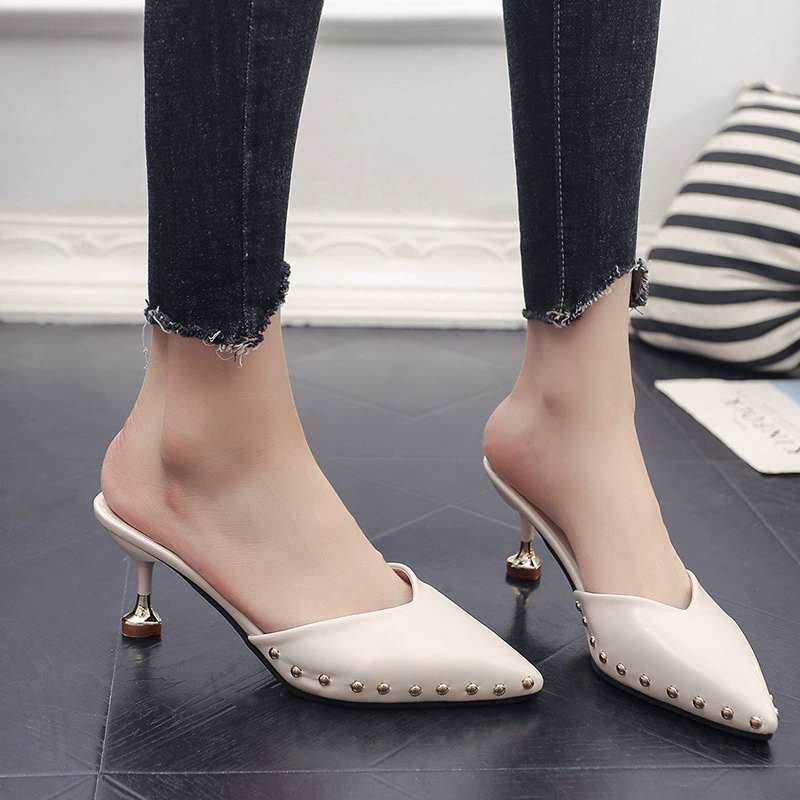 Slide pointy toe high heels, shoes, 2017 trend, Korean style, for import