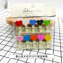 3.5CM Love Shaped Multi-color Wooden Clip Accessories Sticky Note Snack Photo Holder in Large Quantity