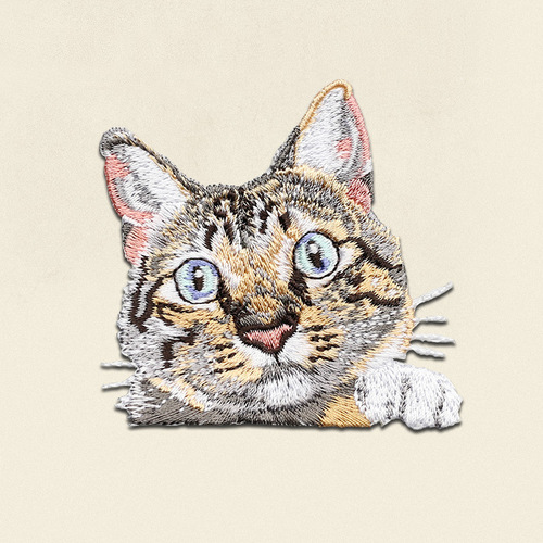 Pocket Cat Embroidered Patch with Adhesive Back, Creative Decorative Animal Sticker, Hole-Repair Backing Peel-and-Stick Patch