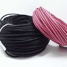 3.0MM頭層4股編 編織牛皮繩 手鏈項鏈繩批發 DIY飾品配件批發