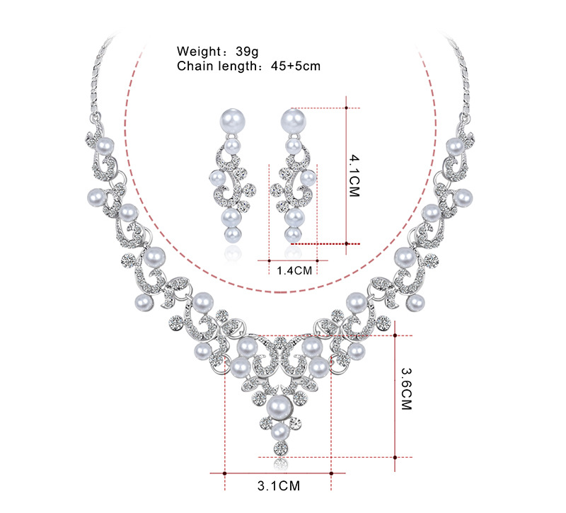 Hot selling bride decoration set, fashionable and versatile diamond inlaid pearl necklace goods_voghion.com