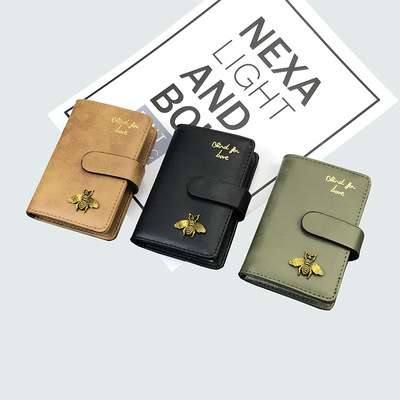 2020专用卡包女式韩版多卡磨砂大容量银行卡夹带扣卡包蜜蜂小包包