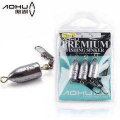 AOHU New Style Fine Packaging Jig Rod Lead Weight Two Ends With Rings Bullet Shape Lead Weight Jigging Sea Fishing Hook Lead Weight 