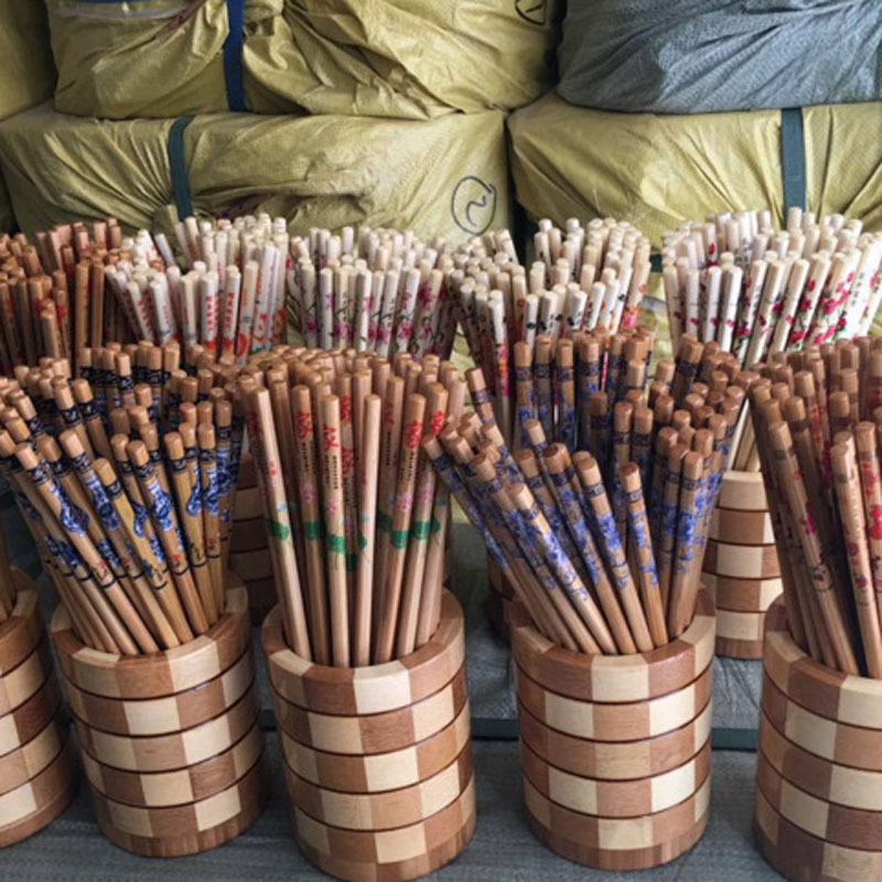 一手货源江湖地摊产品阿里山竹筷 30双装酒店筷 印花竹筷子|ms
