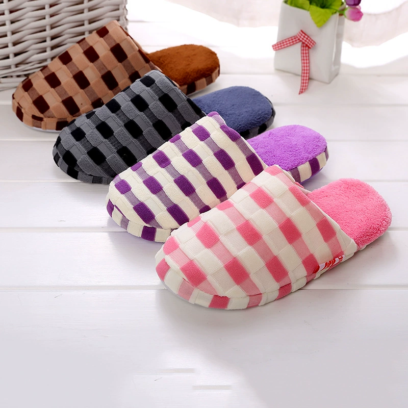 2017 Горячая Распродажа вогнуто-выпуклый Цвет Квадратные хлопковые тапочки оптом пара клетчатые хлопковые тапочки Мода Горячая Распродажа домашний хлопок