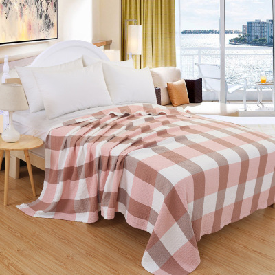 纱布毛巾被三层纱布毛巾被毛巾毯 2*2.3米格子大款毛巾被 夏凉被|ms