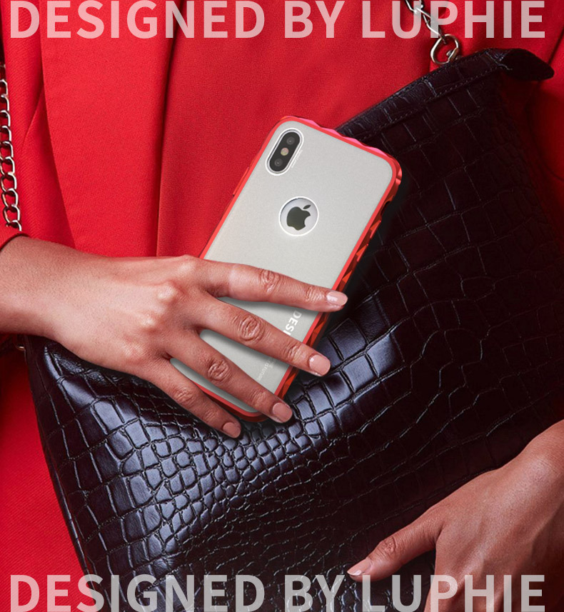 Luphie Diamond Edge Slim Light Aluminum Bumper Frosted PC Back Cover Case for Apple iPhone X